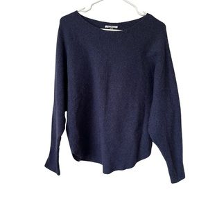 Vila Milano Blue Boatneck Dolman Sleeve Pullover Sweater Size Large